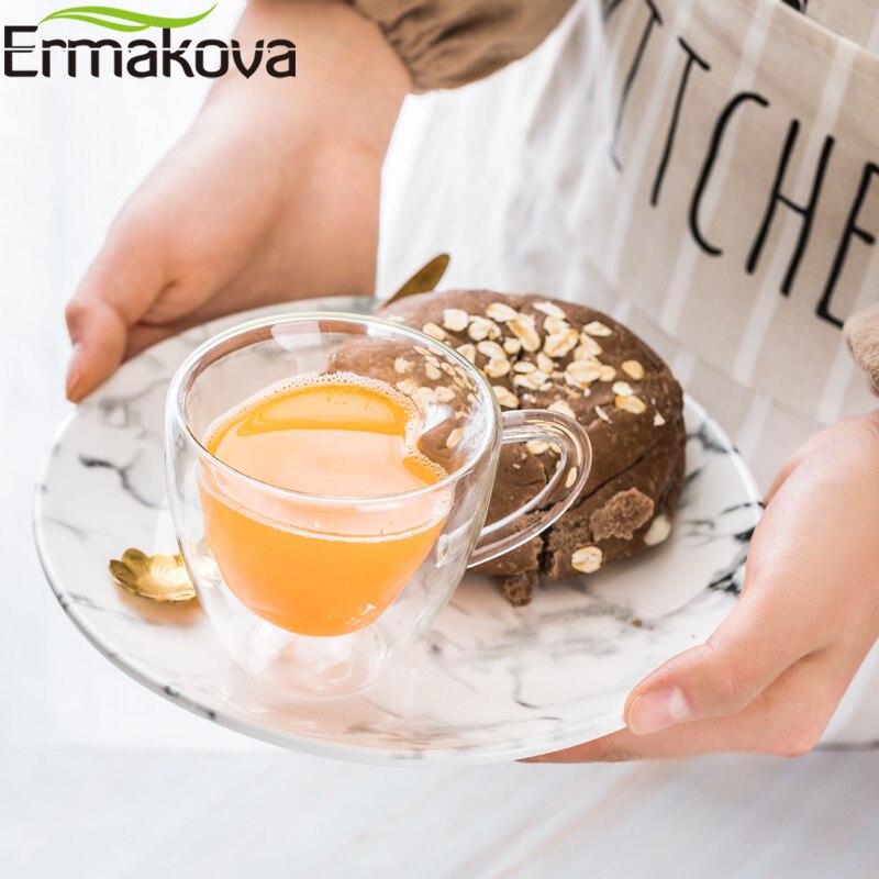 Ermakova kaffemugg dubbelväggig isolerad kaffe te ölkopp glas hjärtform espresso cappuccino latte mjölkmugg drinkware