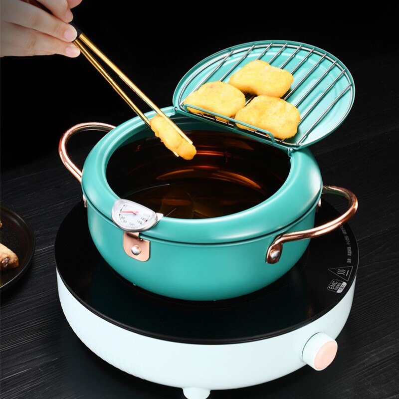 Stainless Steel Mini Japanese Deep Frying Pot With A Thermometer And A ...