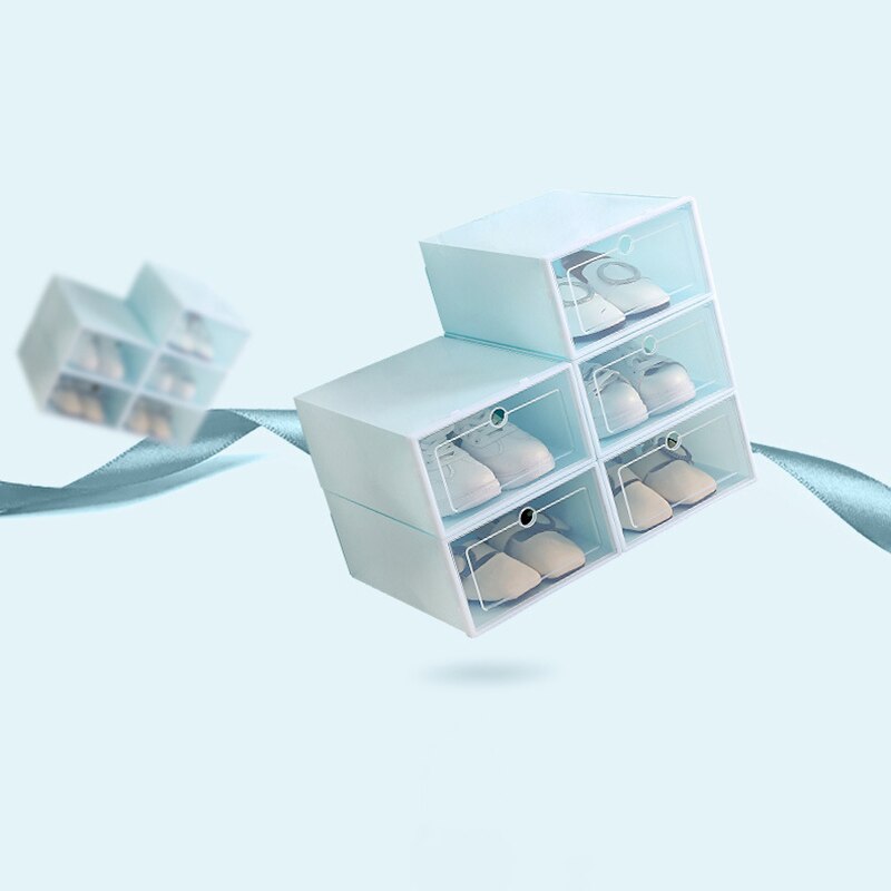 Schoenen Doos Verdikte Lade Case Plastic Schoen Dozen Stapelbaar Organizer Schoenendoos: blauwe kleur