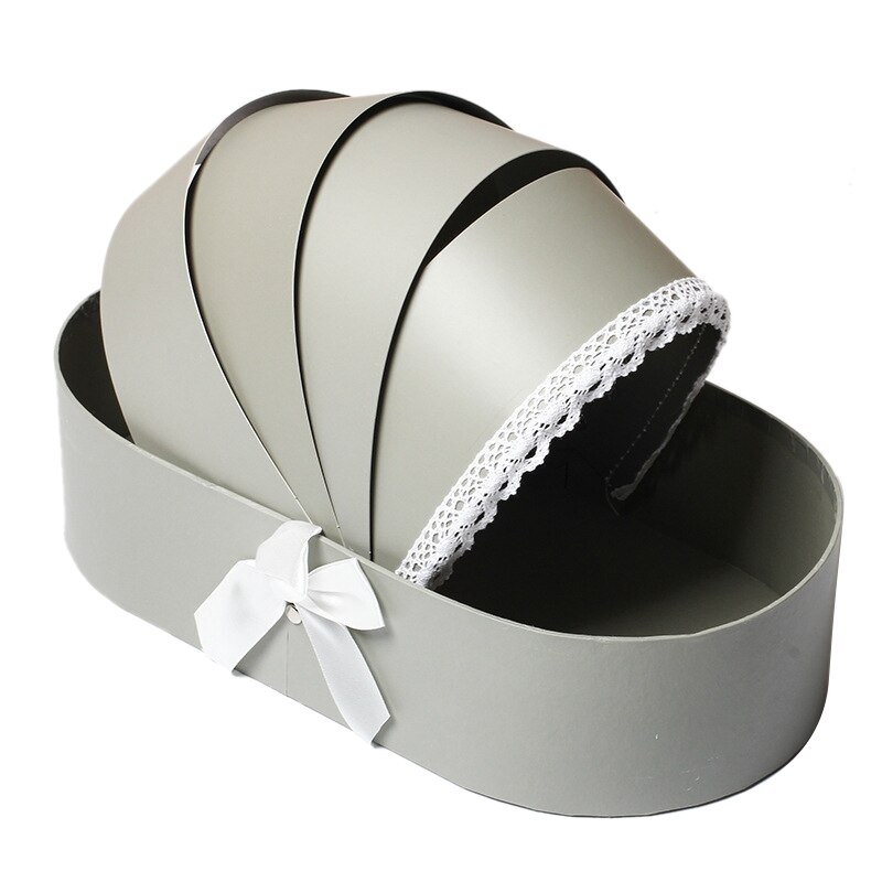 Caja de flores de cuna, Cajas de de cesta de arreglo de flores de rosas, cajas de embalaje de flores florales románticas, decoración para el hogar de boda: gray