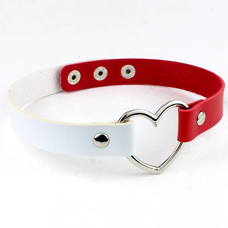 Gargantilla de piel sintética para mujer, collar gargantilla de corazón, gótico llamativo, Punk, joyería para mujer,