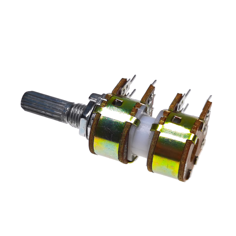 1Pcs-3Pc RV124F Tw B50K 50K Stereo Volume Potmeter Audio 4 Kanalen Volume Potentiometer 50KBX4 Alpha RK16