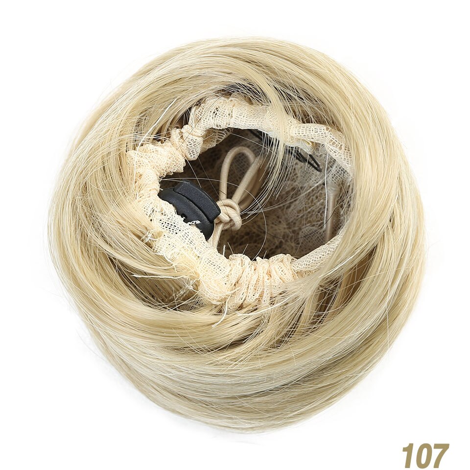 HUAYA Synthetic Straight Bun Hair Chignon Donut Roller Elastic Drawstring Hair Extensions Bun Heat Resistant Fiber Hairpieces