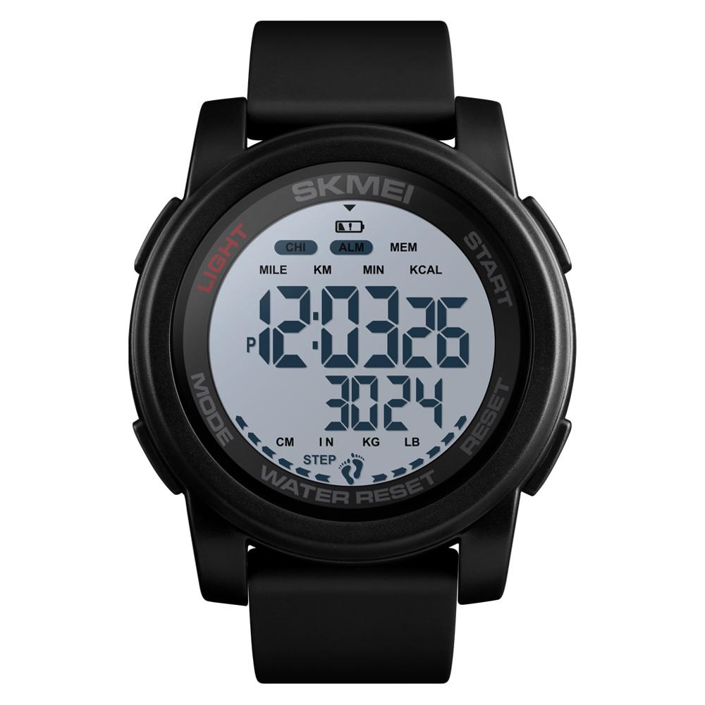 SKMEI Sport Horloge Mannen Calorie Digitale Horloge 5Bar Waterdicht Week Datum Display Stappenteller Digitale Horloges relogio masculino 1469: Black-White