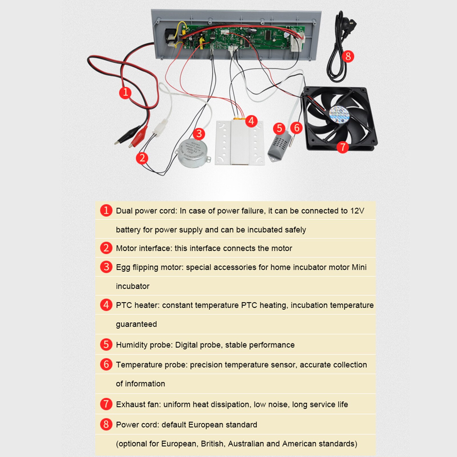 DIY Egg Incubators Hatcher Controller Dual Power Supply DIY Mini Incubators Accessory Set TP