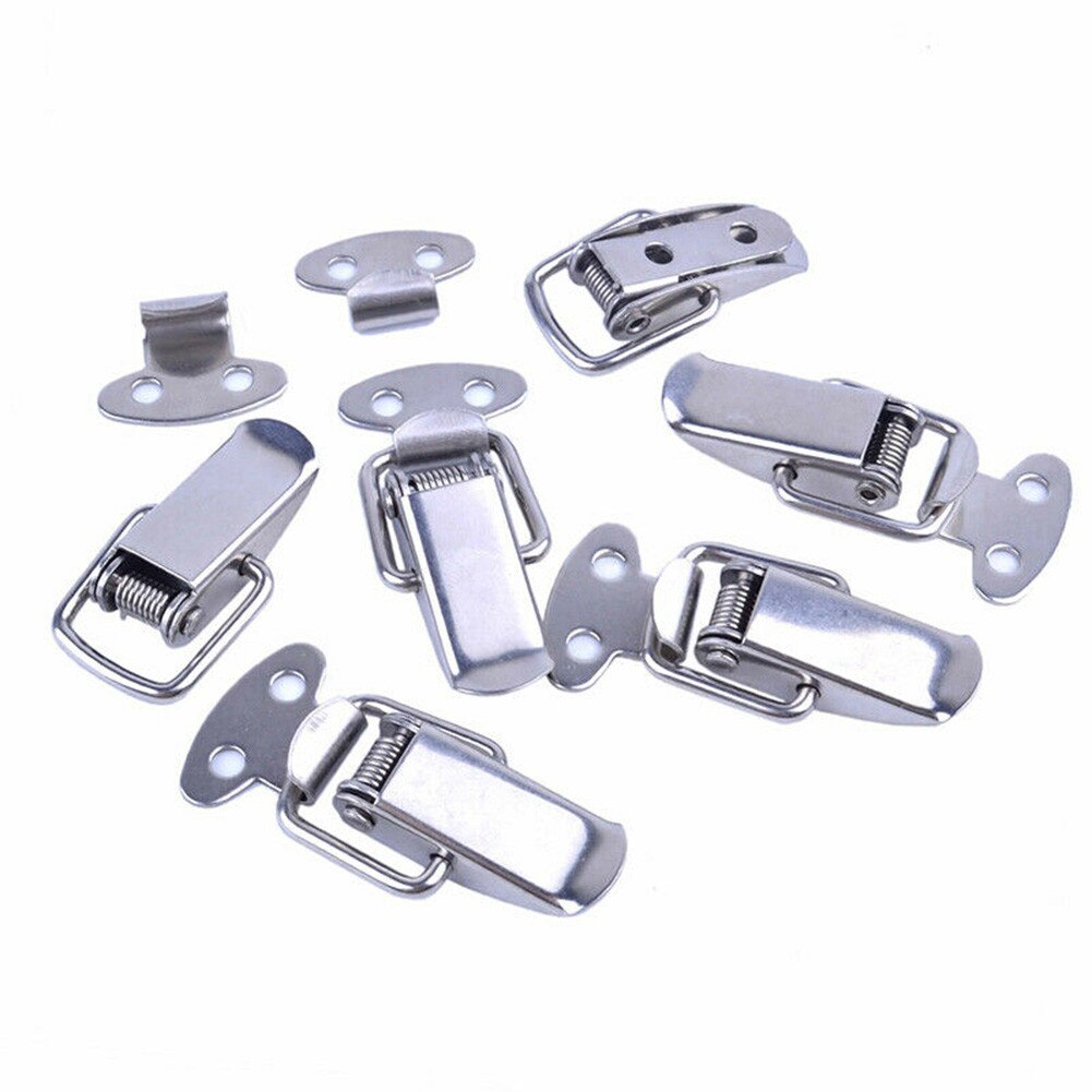 4Pcs Stainless Steel Toggle Latches Spring Locking Latch Hasps Suitcase Catch Clasp Box Hinges Furniture Hardware Accessories