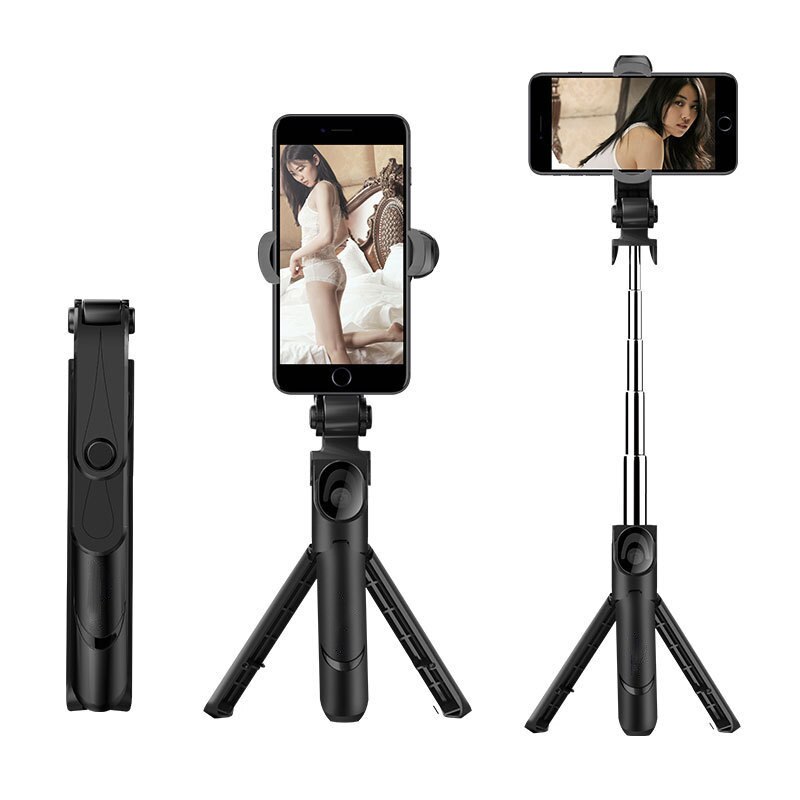 Xt09 selfie stick uden adskillelse universelt mobiltelefon stativ bluetooth fjernbetjening live holder bærbar tur