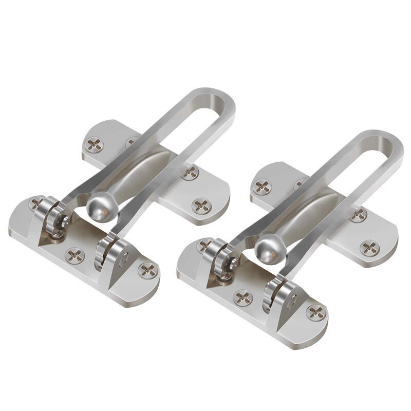 2 Pack Home Security Door Lock Front Door Locks for Kids, Home Reinforcement Lock for Swing-In Doors, Thicken Solid Aluminium Al: silvery