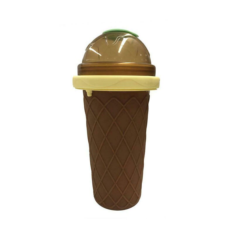 de doble capa de helado de fabricación DIY hecho en casa de refrigeración rápida de helado taza de batido D6: Brown