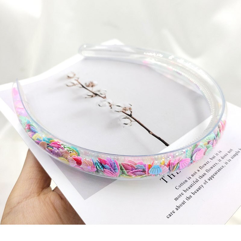 Serre-tête Transparent en forme de cœur de Fruit pour enfants, en résine, à paillettes, pour filles, accessoires pour cheveux: 7