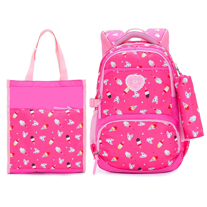 3Pcs/set School Backpacks College School bag for Teenager Girls Boys Shoulder Bags Women Canvas Backpack mochila: red