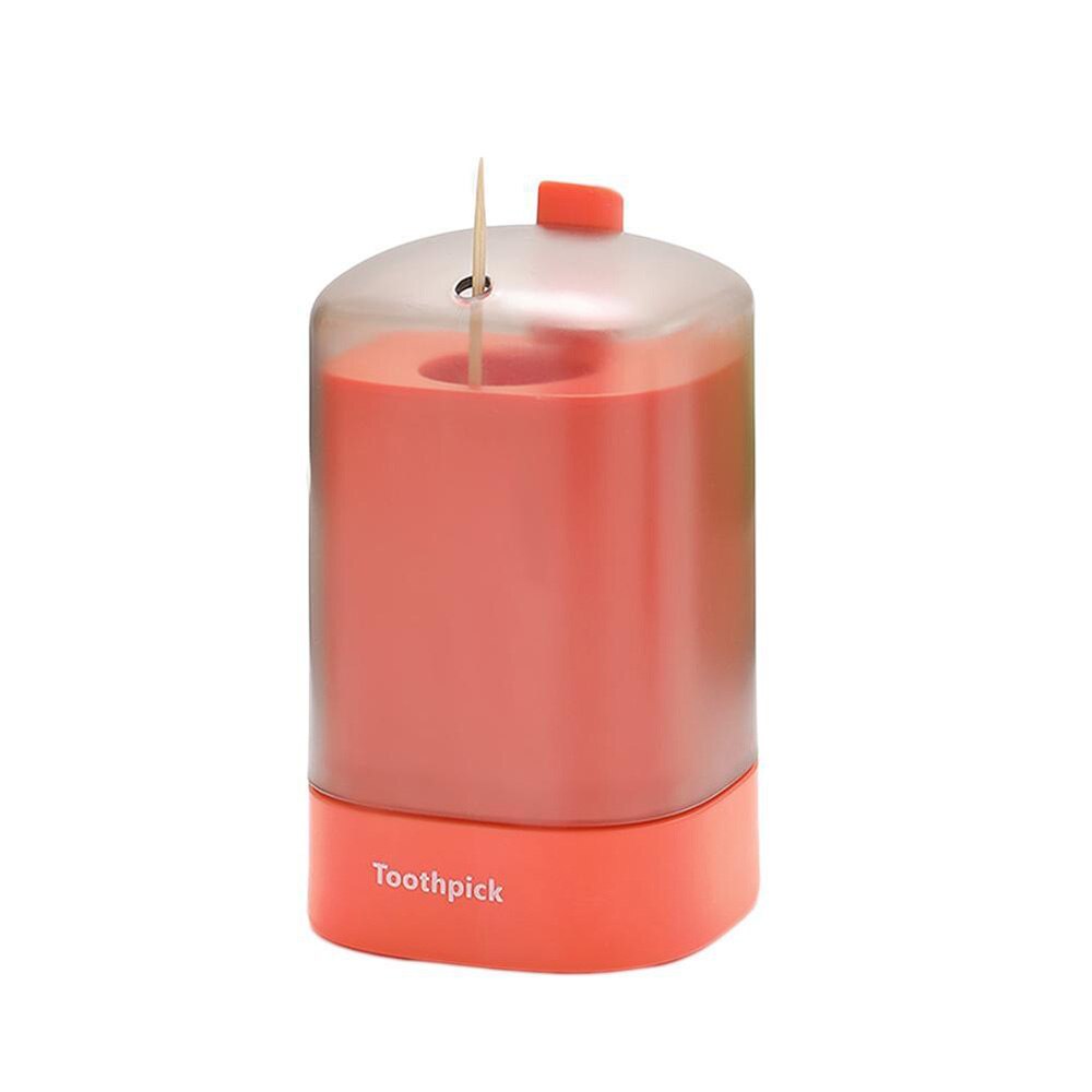 1pc Automatic Pop-Up Toothpick Box Holder Container Portable Toothpick Dispenser Storage Box Swab Organizer Table Decoration: orange