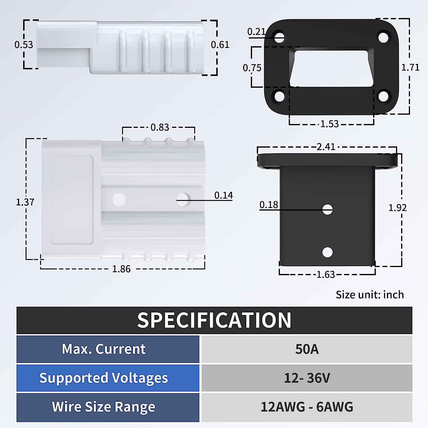 DaierTek 2 uds 50A batería conector de desconexión rápida conector de Cable de batería de calibre 6 a 12 batería de desconexión rápida