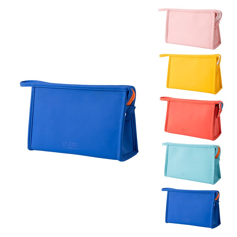 Vrouwen Cosmetische Tas Pu Lederen Waterdichte Rits Reizen Wassen Make Organisator Make Up Bag Pu 1Pc Grote Beauty Case: Blue