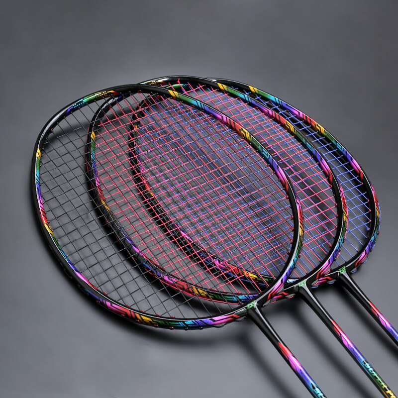 Super Light Carbon Strung Fiber Badminton Racket Tension 28-35LBS 4U 80g G4 Rackets With Bags Sport For Abult