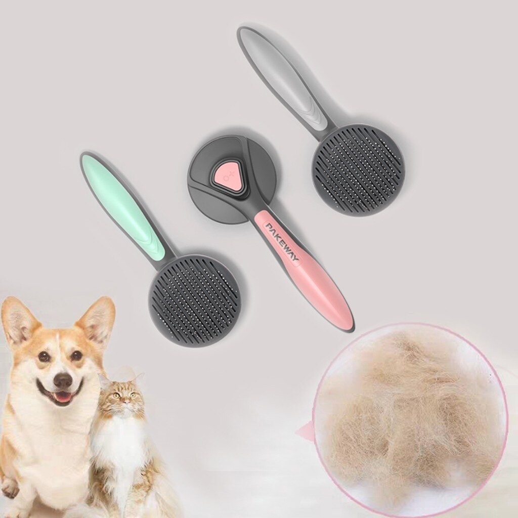 PAKEWAY Pet Cat Brush Massage Tools Multi-function Non-slip Grip Handle Comb