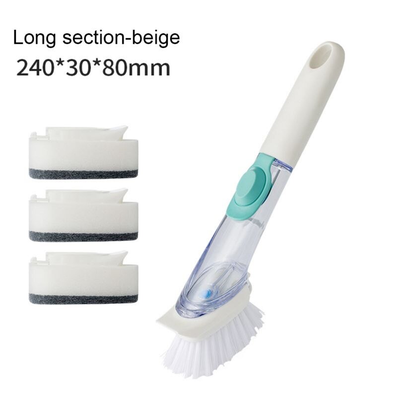Dish Brush Kitchen Brush Pans Sink Cleaning With Soap Dispenser Pots Scrubber Kitchen Sink Brush With 3 Sponge Refill Home Tools: A