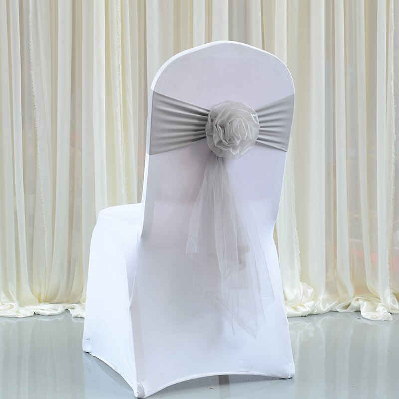 10 stk sash knude bryllup stole betræk sløjfe dekoration lilla stol sash bånd stol bælte binde til bryllup fest hotel banket: Sølvgrå