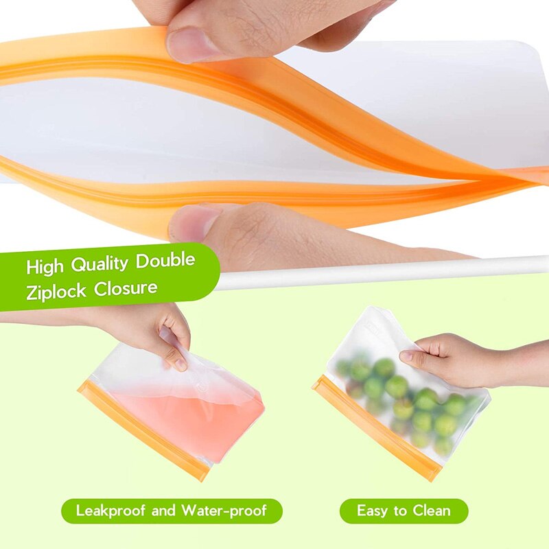 3 Sizes Reusable Stand Up Food Storage Bag Set Leakproof Freezer Food Sealing Bag Kitchen Organizer Fresh Shut Bags BPA Free