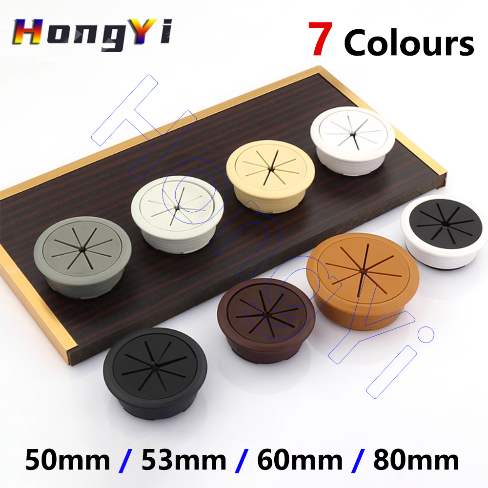 1Pcs Desk Wire Organizer Cable Hole Cover ABS+Rubber Cord Grommets 50mm/53mm/60mm/80mm for Office Furniture Cable Passing