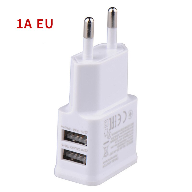 Cross-Border 1A 2A 2usb Mobile Phone Charger Android Smart Travel Charger European and American Regulations Charging P: 1A EU White