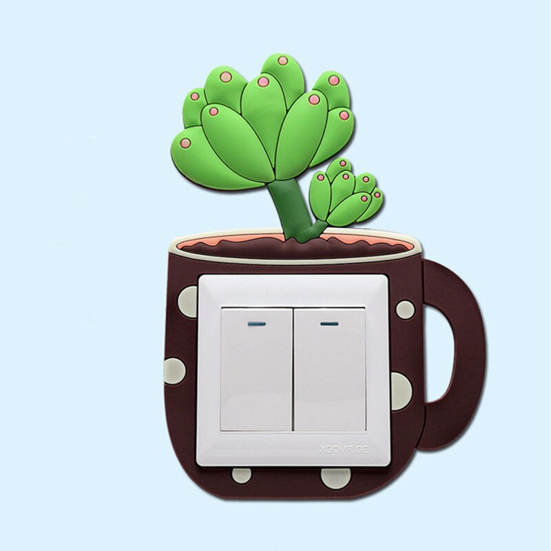 Pegatina de conmutador luminosa de dibujos animados para sala de estar, pegatina de pared para niños, calcomanía de interruptor de luz luminosa, decoración del hogar, cubierta protectora: Azul