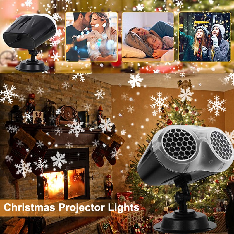 Luces LED de discoteca de Navidad, lámpara de proyección de copo de nieve, Binocular dinámico para exteriores, decoración de luz de tormenta de nieve para en casa