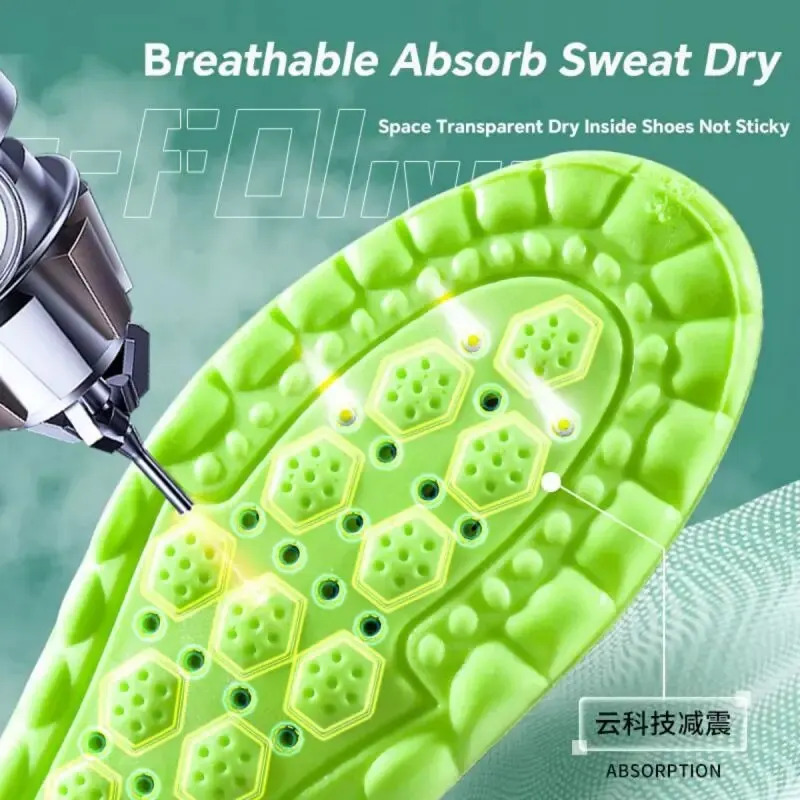 1Pair Sport Orthopedic Insoles for Shoes PU Air Cushion Sole Soft Shock Absorption Deodorant Breathable Running Insoles