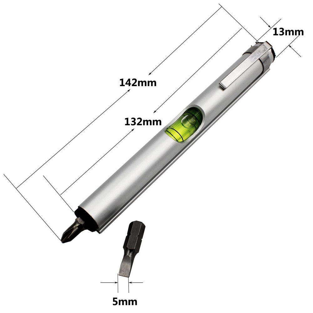 HACCURY Mini Pen Niveau Waterpas met Magnetische schroevendraaier