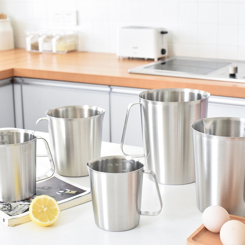 Thick 304 Stainless Steel Measuring Cup Milk Tea Mug with Scale Large Capacity Baking Liquid Measuring Tools Kitchen Accessories