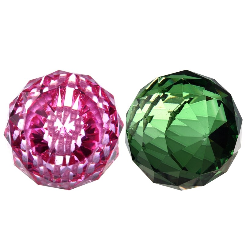 40mm feng shui kristallen bollen - roze & groen 2 stuks