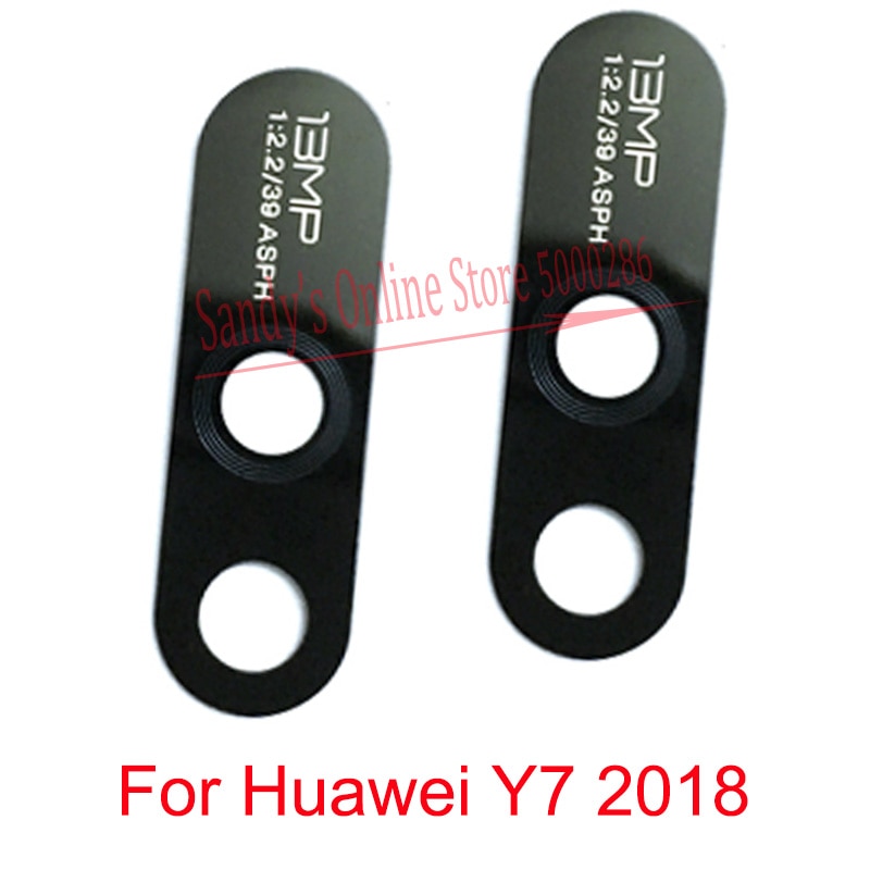 Di alta Qualità Grande Obiettivo di Macchina Fotografica Posteriore di Vetro Per Huawei Y7 2018 Posteriore Posteriore della Macchina Fotografica Obiettivo di Vetro Della Copertura Parti di Ricambio Con nastro adesivo