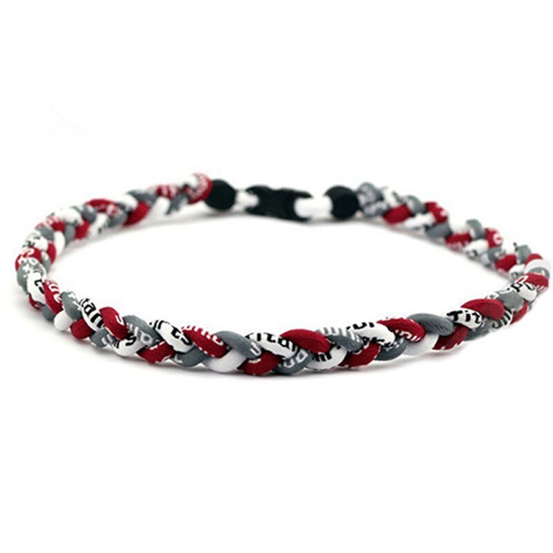 Popular electronic music style Germanium titanium hand-woven silicone necklace Tornado energy sports necklace: grey white red / 50cm