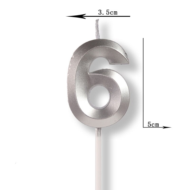 Gold Silver Number Candles Party Cake Topper Candle Kids Baby Birthday Anniversary Party Decoration: Silver Number 6