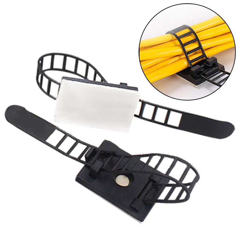 10PC Cable Tie Mounts Adjustable Wire Ties Cable Clips Clamp Plastic Self Adhesive Cable Organizer Fix Holder Cord Management