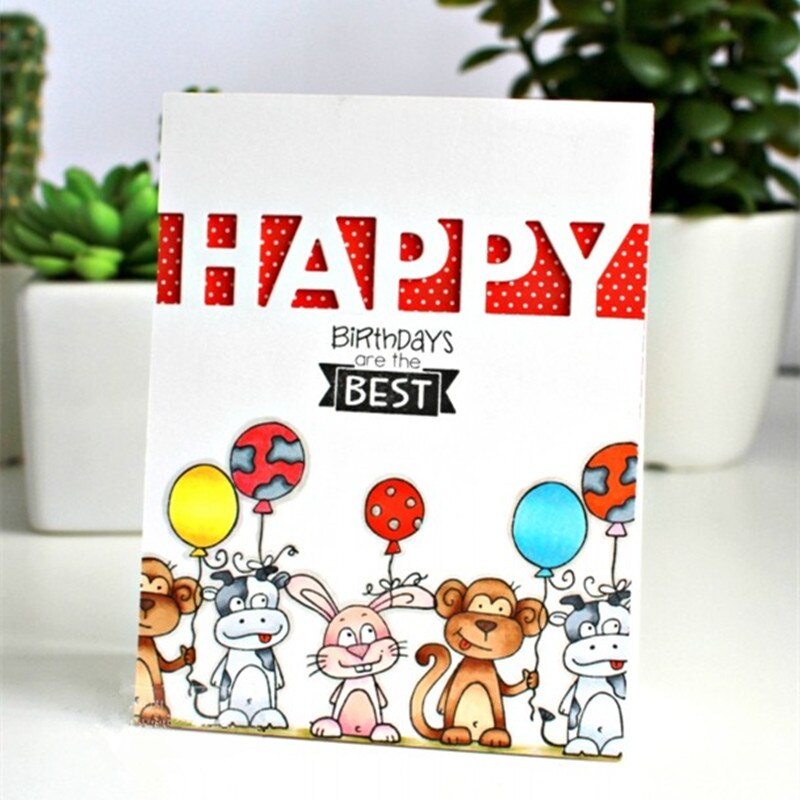 Happy word ramme metall kutte dies sjablonger glad ord ramme utstansing for kort lage dekorasjon