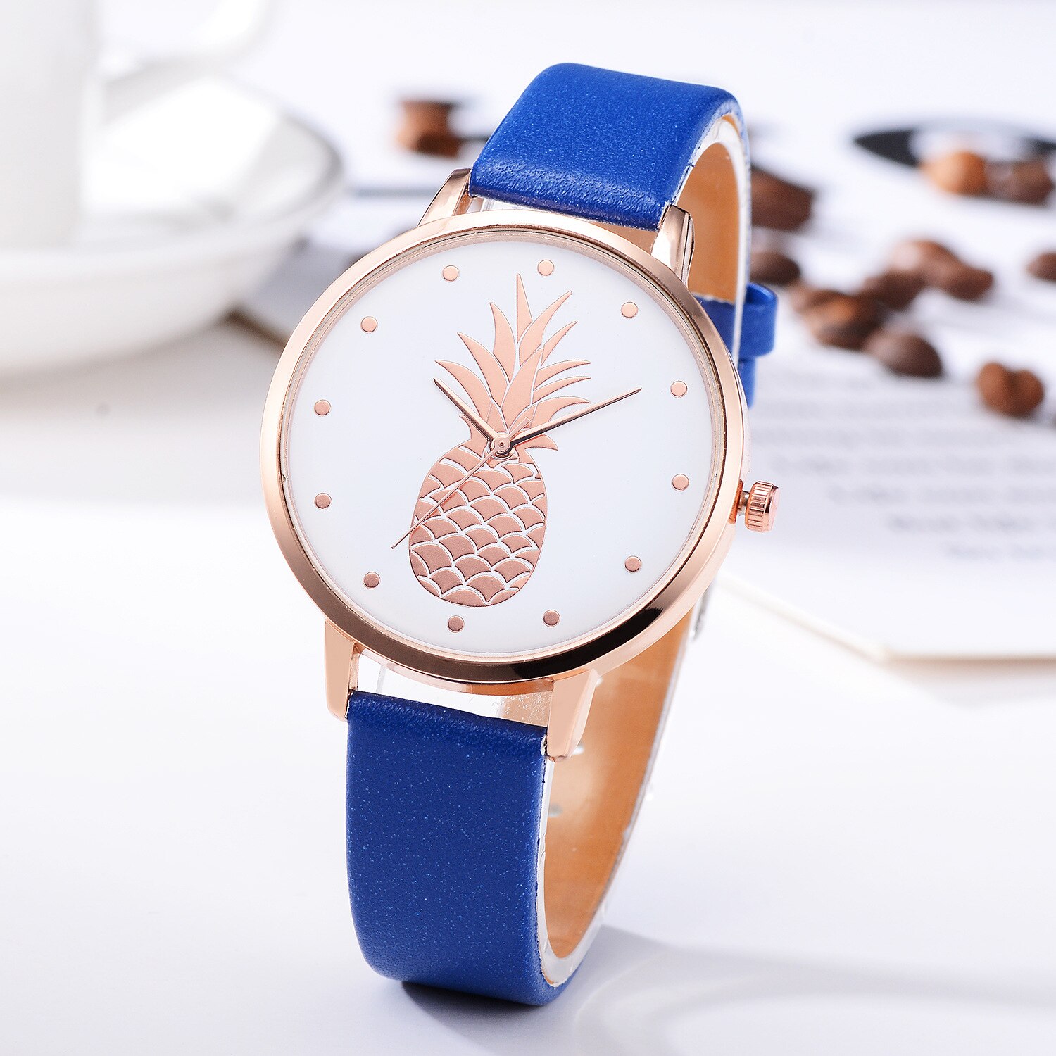Montre à quartz analogique pour fille, bracelet en PU, motif ananas, à la , couleur, d&#39;anniversaire,: 9