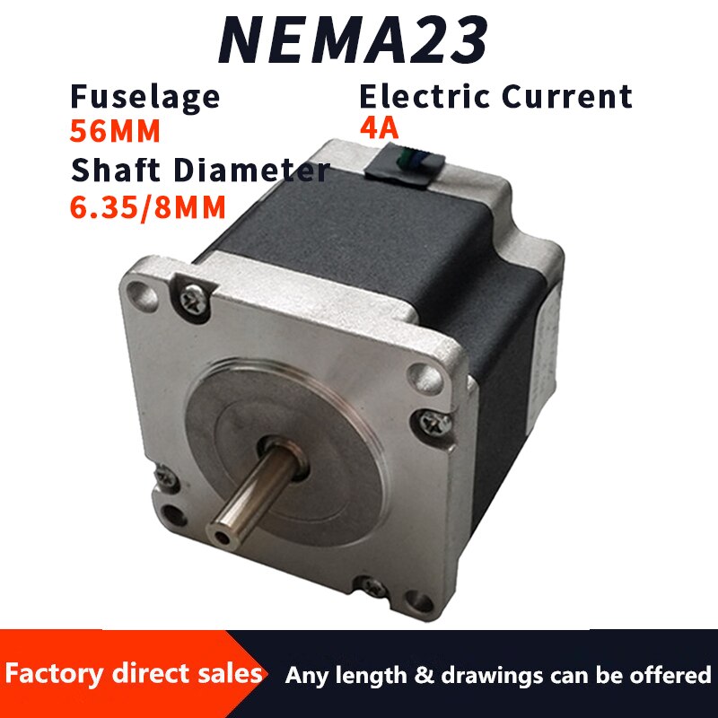 nema23 57 stepper motor dual axis diameter 6.35mm 8mm body 56mm torque1.2N.m two-phase four-wire 1.8 degrees 3A hybrid motor