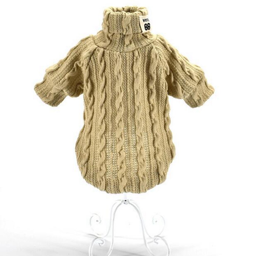 Pet Dog Jumpers Coats Hand Knit Cat Puppy Chihuahua Clothes POLO Neck Sweaters: Light Grey / L