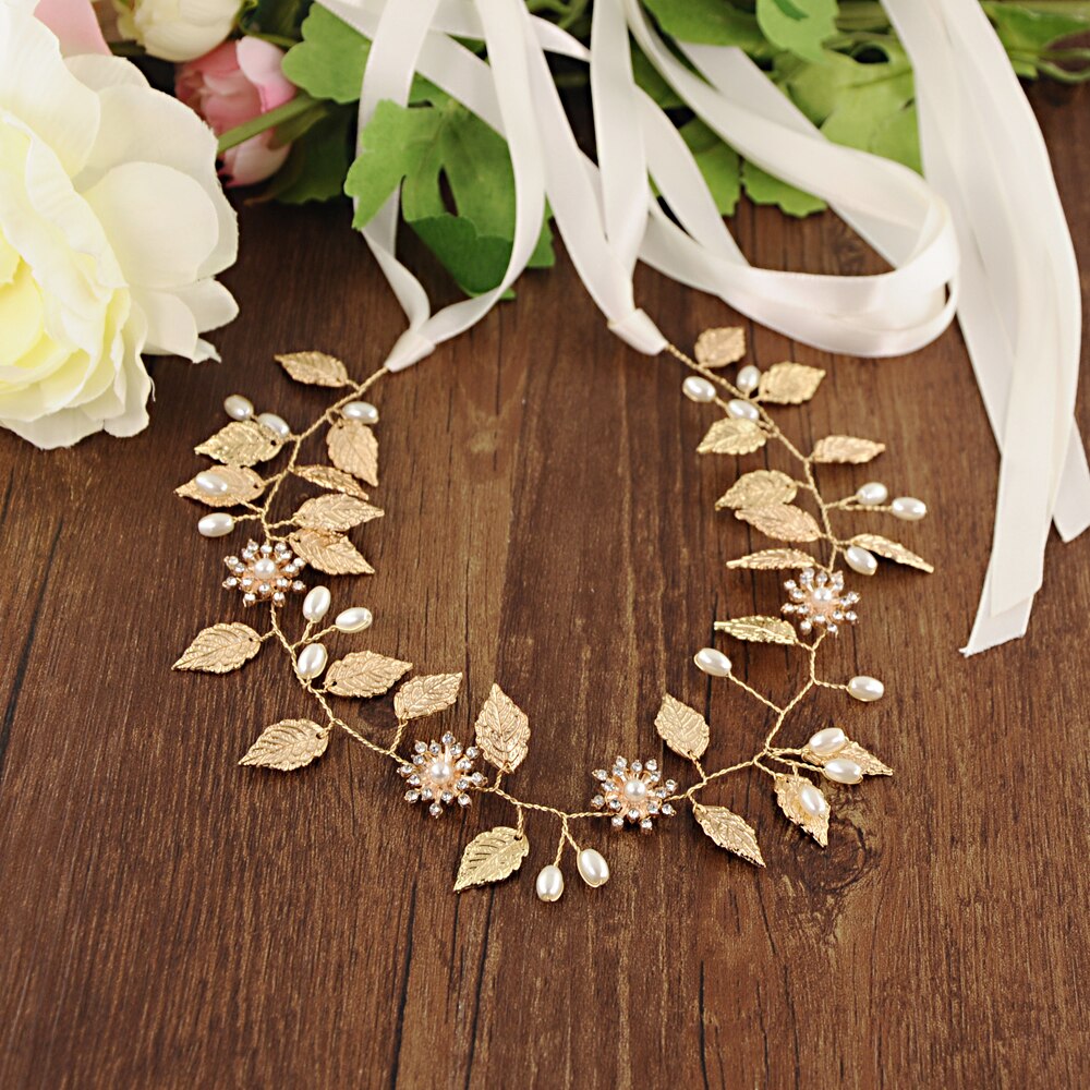 Trixy SH110 Prachtige Gouden Bladeren Bruiloft Riem Legering Bloem Bruids Riem Kralen Riemen Voor Bruidsjurken Jewel Riem Riem: off white
