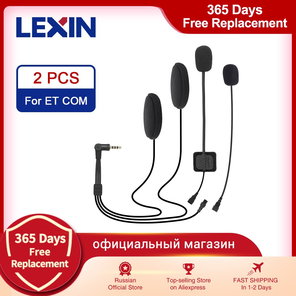 2pc lexin earphoe med 2- typ mikrofon intercom headset tillbehör för lx-etcom hjälm hög ljud brusreducering