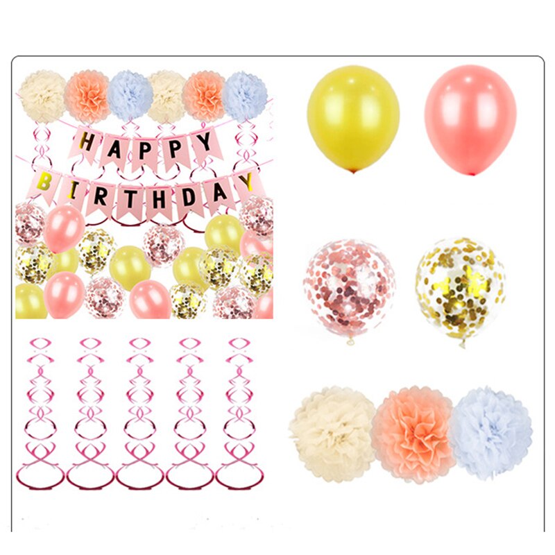 Birthday Party Suit Paper Flower Ball Letter Hanging Flag Birthday Party Arrangement 12-Inch Sequined Balloon
