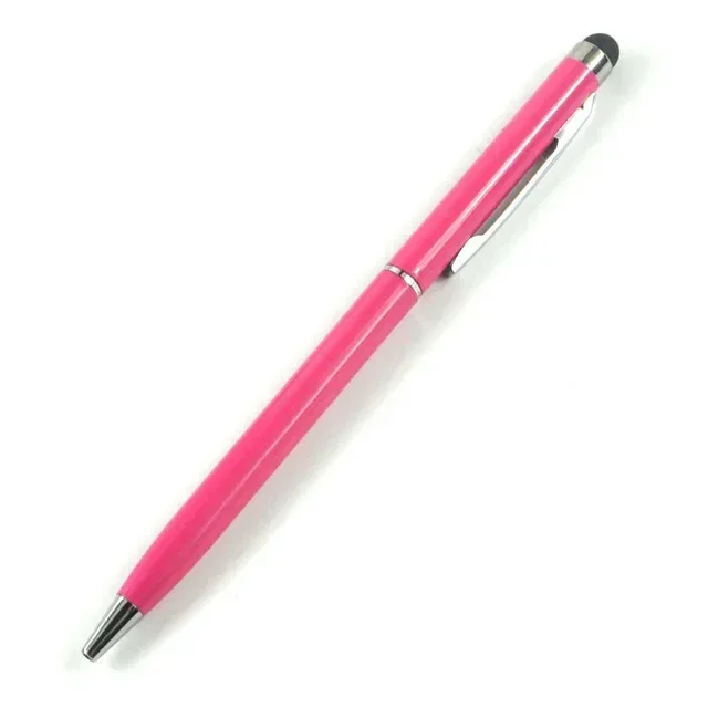 20-200 pennen per pakket Mini metalen 2-in-1 Stylus Universele balpen Aangepast logo Tekstgravure Kantoor School Reclamepen
