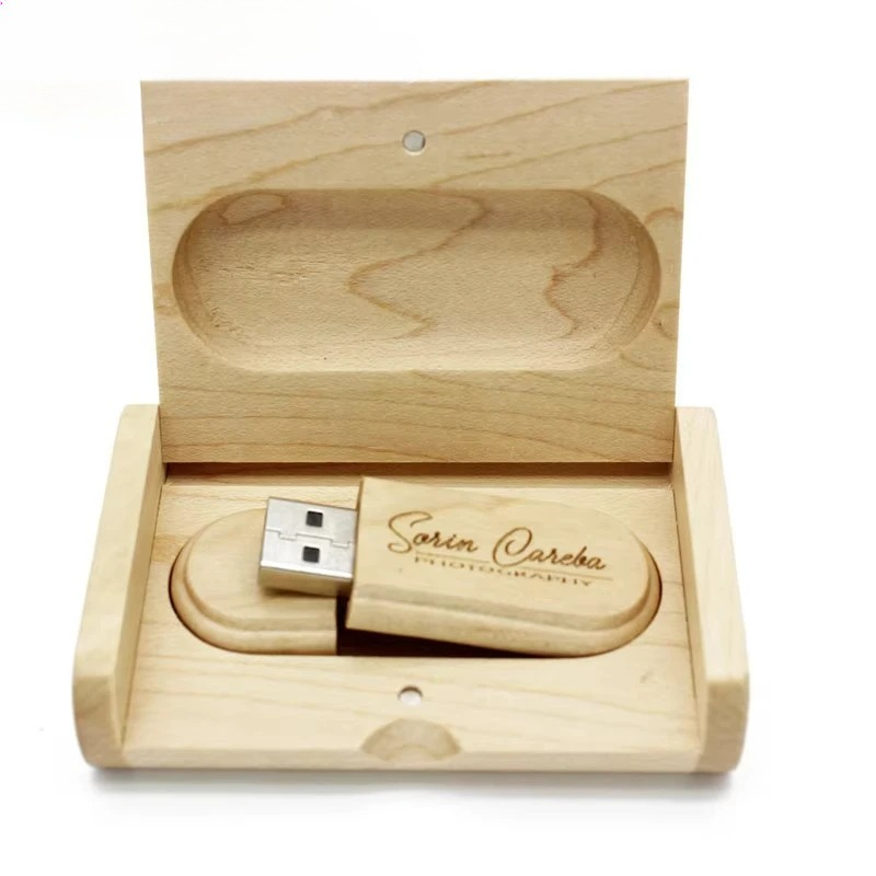 USB 3.0 hochgeschwindigkeitsfreies individuelles Logo USB-Stock aus Holz Ahornholz + Kasten-Stock 4 GB 32 GB 64 GB Erinnerung-Stock