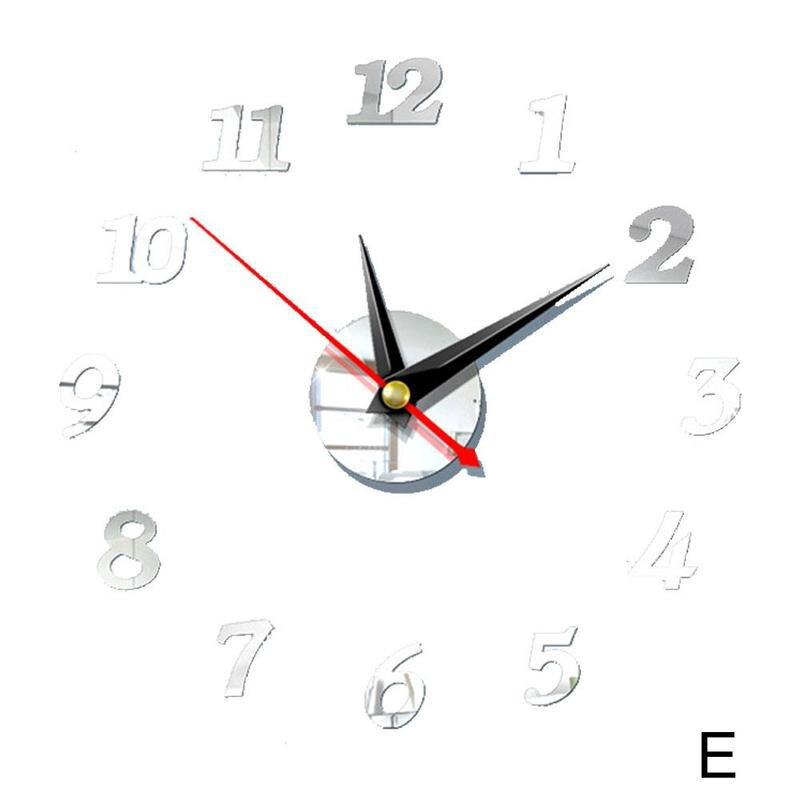 European Style Wall Clock Home Diy3d Three-dimensional Acrylic Wall Digital Wall Clock Clock Mirror Sticker Decorative N0U2: E