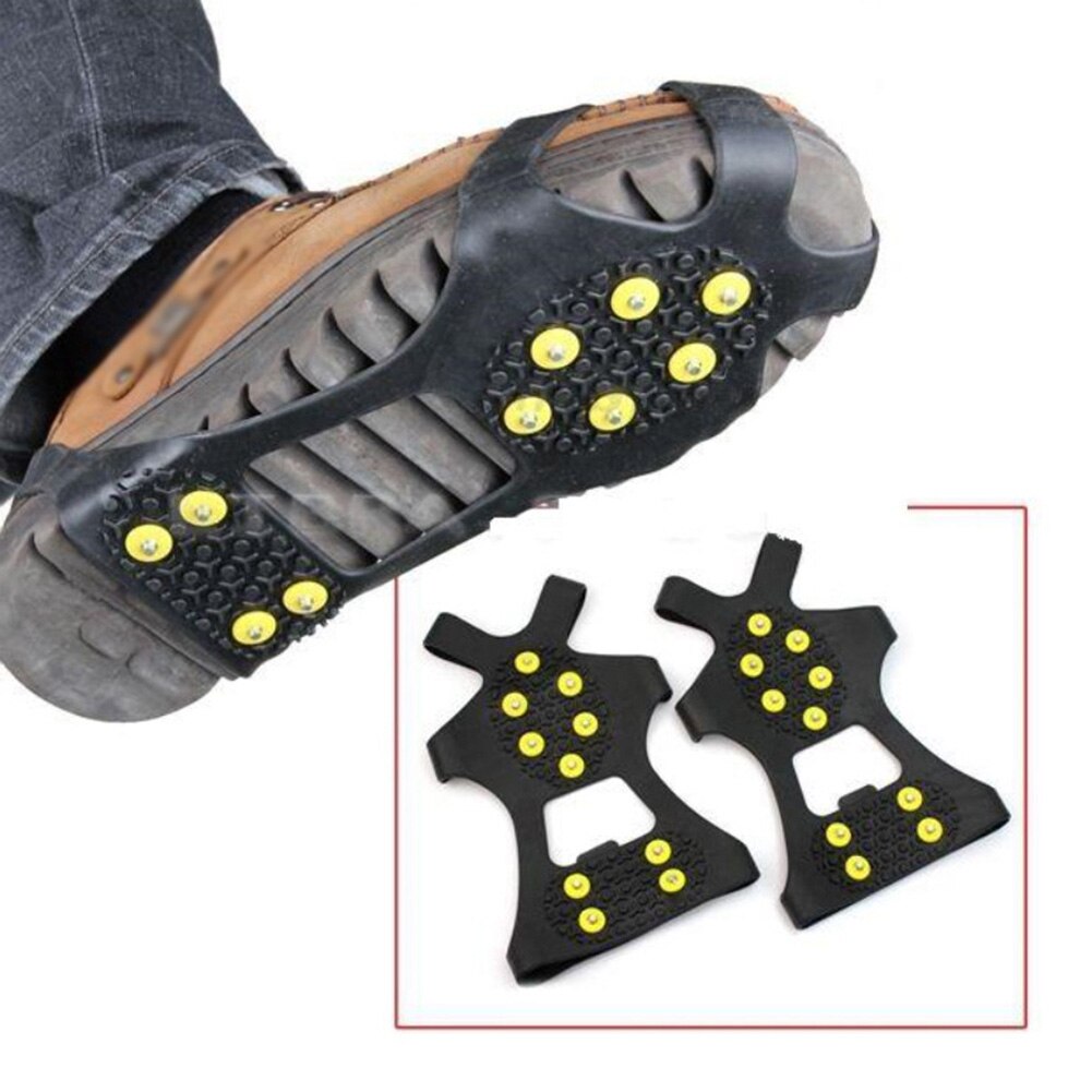 1 Paar Anti-Slip Shoesets Laarzen Cover 10 Studs Anti-Slip Sneeuw Ijs Klimmen Schoen Spikes Grips Stijgijzers schoenplaten Overschoenen Mode