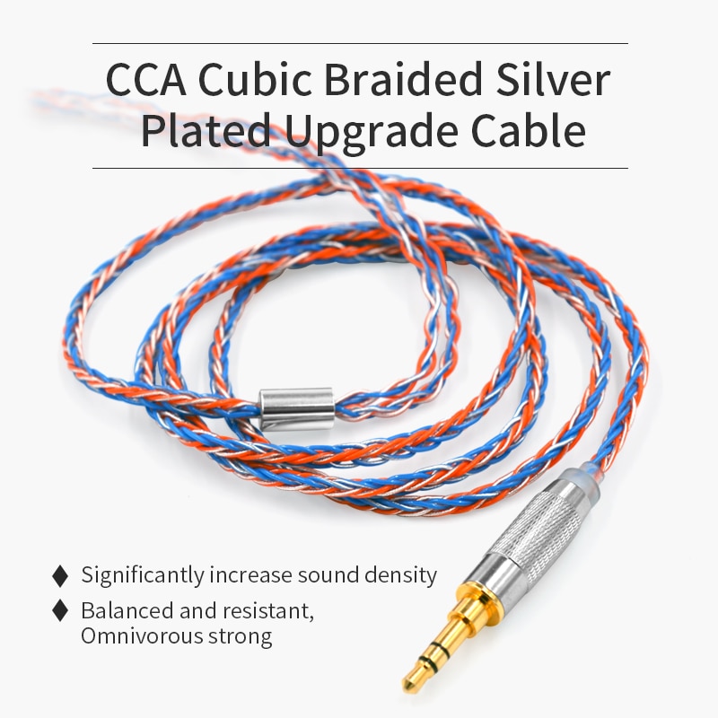 CCA cable woven silver plated upgrade cable 8-core cubic headphone cable for CCA C12 C16 C10 CA4 A10 C04 V80 AS10 ZSX ZS10 PRO