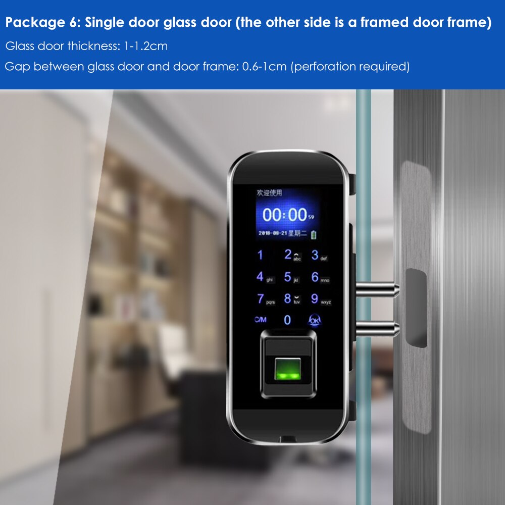 Fingerprint electronic door lock Office single/double door password lock fingerprint touch lock access control system: Cool black2