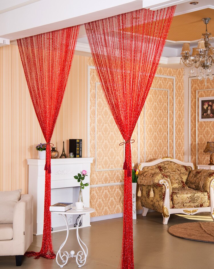 1pc Kristall Vorhang 100 x200cm Tür Vorhang Perlen Faden Vorhänge glänzend Quaste Schnur Hause Dekoration Wohnzimmer Hochzeit Dekor: verrotten