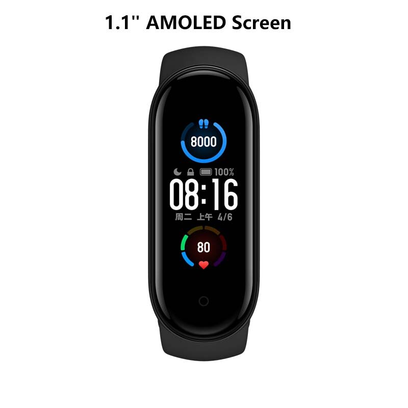 Xiaomi Mi Band 5 Smart Bracelet Sport Heart Rate Fitness Tracker 1.1" AMOLED Colorful Screen Bluetooth 5.0 Waterproof Miband5